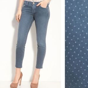 Current/Elliott Women's The Stiletto Cropped Ankle Polka Dot Stretch Jeans 28